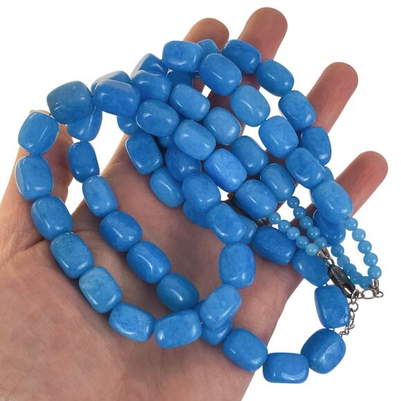 Signed Silpada Sterling Silver Double Strand Blue Magnesite Gemstone Necklace 20 - Picture 6 of 13